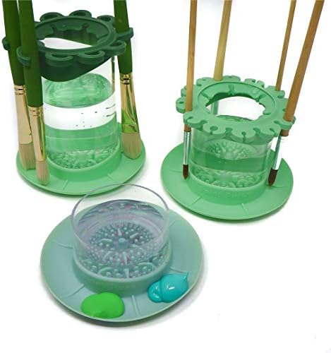Paint Puck Ultimate Rinse Cup Paint Brush Cleaner, Mug (4 in), Green | Non-Spill Paint Water Cup & Brush Cleaner, Brush Holder, Squeegee Lips & Drip Tray, Acrylic, Watercolor, Art Supplies