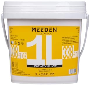 MEEDEN Light AZO Yellow Acrylic Paint: 1L /33.8oz Heavy Body Gloss Finish