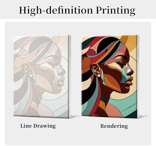 HeeBenor Framed Paint by Numbers Kit for Adults, Black Woman Paint by Numbers Kit for Adults with Easel, DIY Acrylic Paint by Number with Frame, Adult Paint by Number Kits Framed Canvas 8x12 Inch