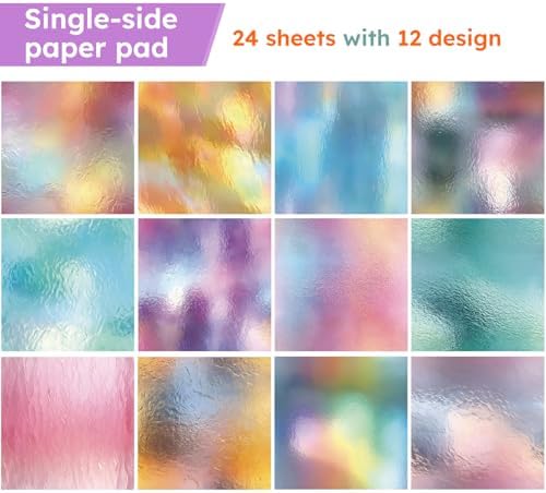 Colorful Macaron Scrapbooking Paper Pad - 24 Sheets 6in Gradient Aesthetic Origami Decor for Collage Decoupage Journals Wrapping Folded Supplies Arts Gift Cardstock DIY Crafts Photo Album