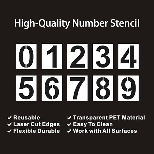 4 Inch Number Stencils Plastic Number Stencils Reusable Digital Painting Templates for Cake Stencil Address Templates