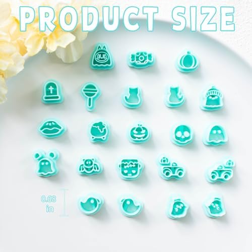 Tainsky Halloween Studs Polymer Clay Cutters, 22 Shapes Halloween Studs Clay Earrings Cutters for Clay Jewelry (C)