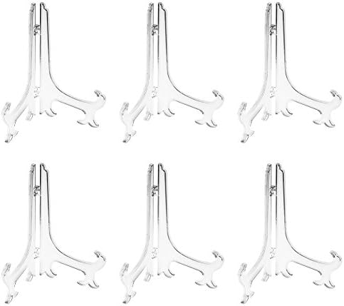 Artliving 8 Inch Clear Plastic Easels or Stand/Plate Holders to Display Pictures or Other Items at Weddings, Home Decoration, Birthdays, Tables (6 Pack)