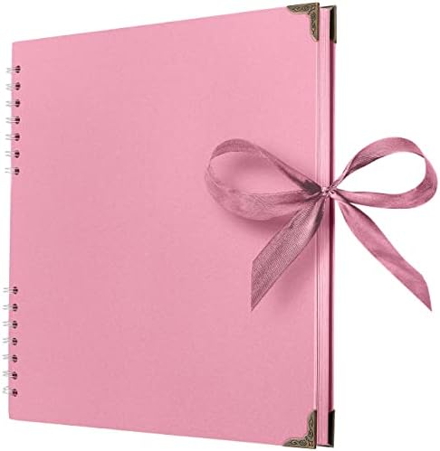 Bstorify Square Scrapbook Photo Albums 80 Pages (11 x 11 Inch) Pink | Hardcover with Thick 200 GSM Kraft Paper, Ideal for Your Scrapbooking Albums, Art & Craft Projects (Pink, 11 x 11 Inch)