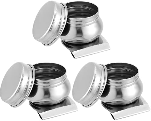 LEIFIDE 3 Pcs Stainless Steel Oil Paint Palette Cups, Drum Shape