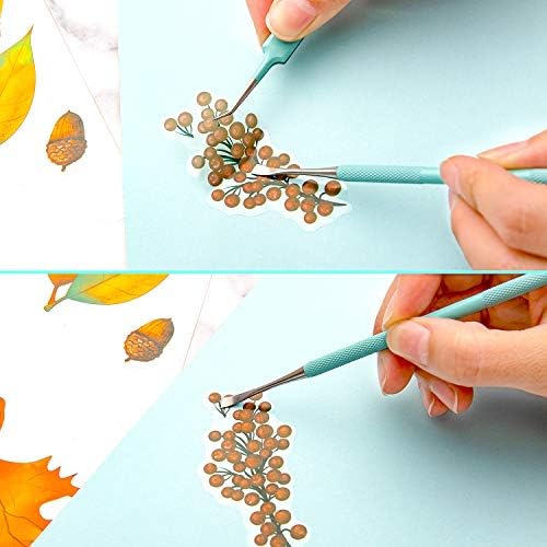 Whaline Vinyl Weeding Tools Set of 4, Precision Stainless Steel Weeder Kit with Case, Includes Scraper, Hook, Spatula, Tweezers for Silhouette Cameo, Lettering & Paper Craft (Mint Green)
