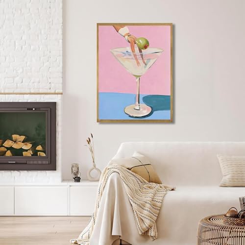 EIBEILI Diamond Art Kits for Adults, Cocktail Diamond Painting Kits for Beginner DIY 5D Full Pink Drill Diamond Dots Crafts for Home Wall Decor Gifts 12x16 Inch