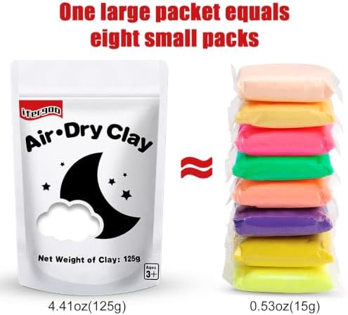 ifergoo 125g White Air Dry Clay, 4.41 oz Foam Magic Modeling Clay for Kids | Refill White Clay for School Art & Craft Project, Slime Supplies, Super Light & Soft, Non-Toxic, Age 3-12 Boys and Girls Gift