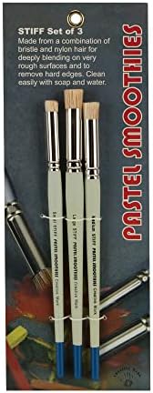 Creative Mark Pastel Smoothies Stiff Set of 3 | 6 Pack | 18 Total - Paintbrush for Pastel Blending Bristle & Nylon Hair for Blending on Rough Surfaces Short Handle Lacquered Wood Handles
