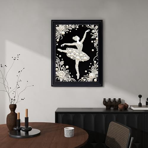WSLWXSHM Pearl Diamond Painting Kits for Adults Ballet Girl, 5D Special Shape Diamond Art Kits for Beginners, Crystal Rhinestones Diamond Painting for Home Wall Decoration Gift 12×16inch/30×40cm, Lady