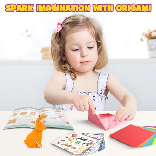 Pigipigi Kids 160 Pcs Origami Paper Kit,Arts and Crafts for Kids Ages 5-12 | Beginners Origami Kit,Step-by-Step Guiding Book, DIY Craft Birthday Gift for Boys Girls ages 5-12