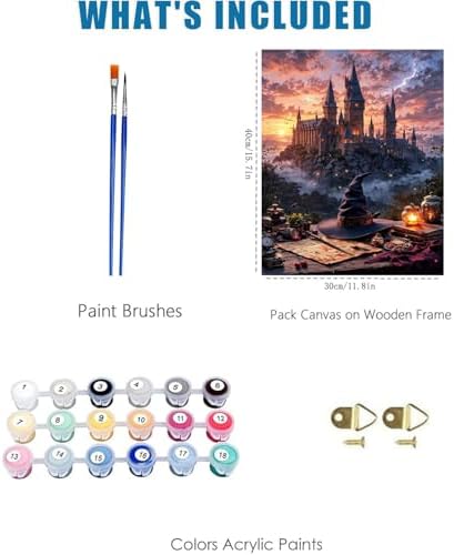 Magic Castle Paint by Numbers Kit for Adults Framed Canvas, Frameworkless
