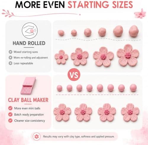 3D Print Clay Gel Ball Maker Tool,Mini Polymer Clay Bead Maker,for 3D Gel Flowers, Sphere Shaper Roller Tool for Perfect Round Beads, Earrings & Jewelry Making（2-3MM Color）