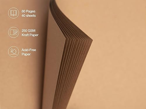 potricher 8 x 8 Inch DIY Scrapbook Album 80 Pages with Kraft Paper, Yellow | Thick Kraft Paper Scrap Book Photo Albums, Memory Book for Wedding, Anniversary, Baby, Family, Travel, DIY Projects