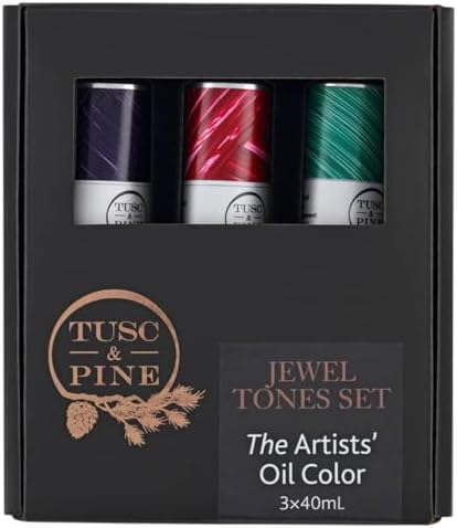 Tusc & Pine Artist Oil Paint - Jewel Tones, Set of 3 40 ml, Non-Yellowing, Rich & Creamy Consistency, Maximum Pigment Load, Small Batch Milled Oil Paints Made in the USA for Professional Artists