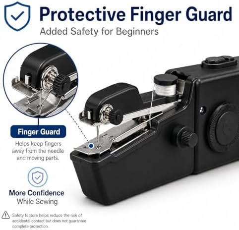 AMYJOY Mini Handheld Sewing Machine for Beginners, Portable Cordless Sewing Machine with Complete Sewing Kit, Battery Operated Stitch Tool for Clothing Repair, DIY Craft, Home & Travel Use – White