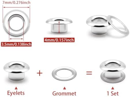 SEMINI 400 Sets 3.5mm Silver Grommet Eyelet Kit for Fabric Leather Crafts