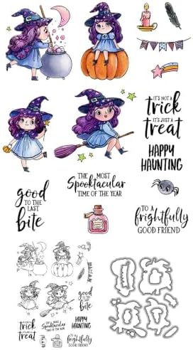 Witch Pumpkin Halloween Clear Stamps and Die Cuts Sets for DIY Card Making