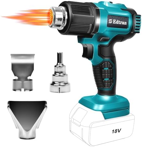 Cordless Heat Gun, Hot Air Gun Compatible for Makita 18V Volt LXT Battery, 3 Nozzle, 2-Temp Setting Max 932°F(500°C) Heat Gun for Crafts, Shrink Tubing, Resin & Decorating(No Battery)
