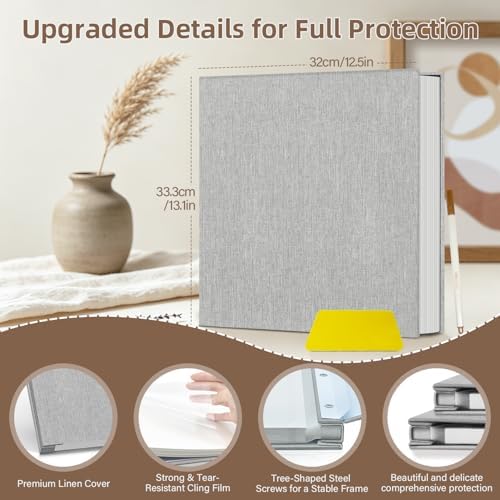 Popotop Photo Album Self Adhesive Scrapbook Album for 4x6 5x7 8x10 Pictures DIY Photo Book as Scrapbooking Supplies Kits, Birthday Gifts for Women Mom Wedding Baby Family Travel (Pack of 3)