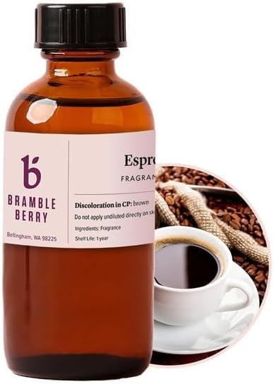 Bramble Berry Espresso Fragrance Oil 2 oz | Bold Coffee Scent for Soap Making, Candles, Lotion, Bath Bombs & Coffee Scrubs | Skin Safe, Vegan, Paraben & Phthalate Free, DIY Craft Essential | Bold coffee fragrance oil for soap making, candle making, lot...
