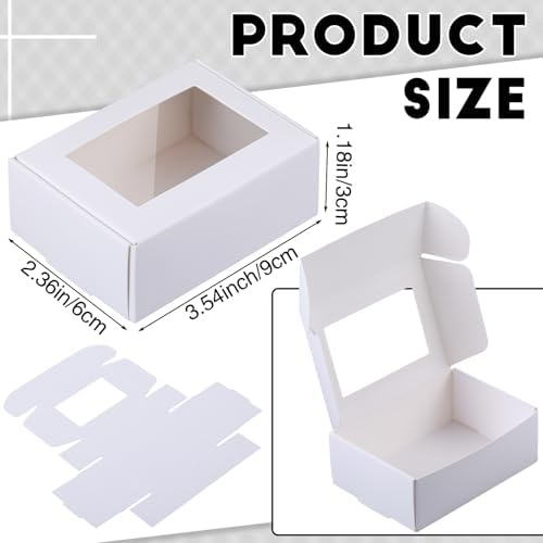 Zonon 100 Pcs Mini Kraft Soap Boxes with Window Homemade,White