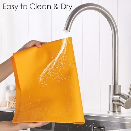 Extra Large Silicone Mats for Kitchen Counter, 27.6'' x 15.7'' Silicone Placemats for Kids, Nonstick Silicone Mat for Baking Crafts, Nonskid Heat Resistant Mat Orange Kids Placemats for Table,1Pcs