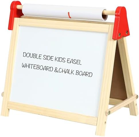 Easy Playhouse Wooden Tabletop Easel - Double Sided Chalkboard & Whiteboard