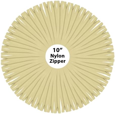 Mandala Crafts 100 PCs Beige Closed-End 10 Inches Nylon Zippers for Sewing