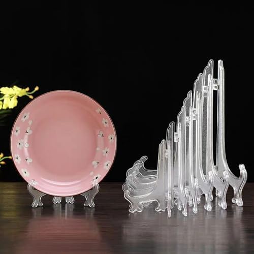 LonlyEagle 4 Pack 12 Inch Clear Plastic Easels or Stand/Plate Holders to Display Pictures or Other Items at Weddings, Plate Stands for Home Decoration, Birthday, Tables