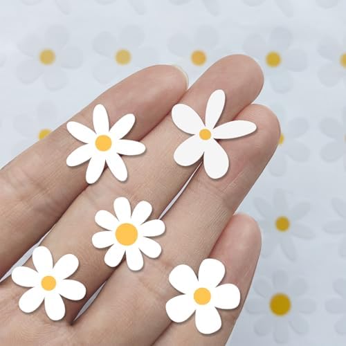 70 X Little Daisy Stickers for Laptop & Phone, Small Floral Vinyl Stickers Cute Aesthetic White Daisy Decals for Water Bottle iPhone Case Notebook, Mini Stickers 1 Inch