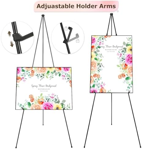 DAJAVE 6 Pack Display Easel Stand 63 Inch Folding Easels for Display, Portable Tripod Display Easel, Black Adjustable Metal Easel for Wedding Sign, Posters, Painting