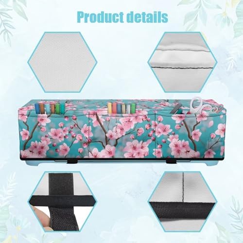 Binienty Pink Plum Blossom Cutting Machine Dust-Proof Bag Craft Tool Organizer Washable with 3 Pockets Portable Cutting Machine Dust Cover Fashion Home Accessory