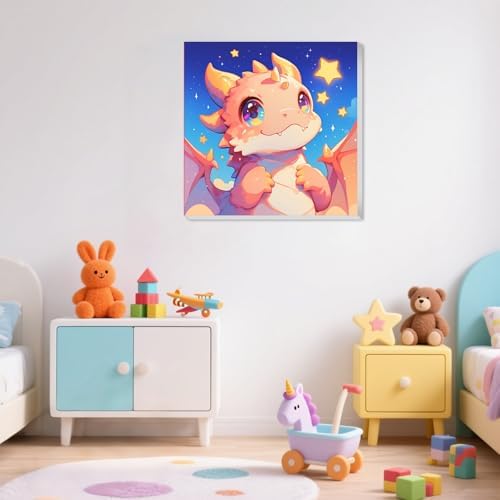 XTCIXAL Paint by Numbers Kit for Kids with Frame, Dragon, 8X8 inch