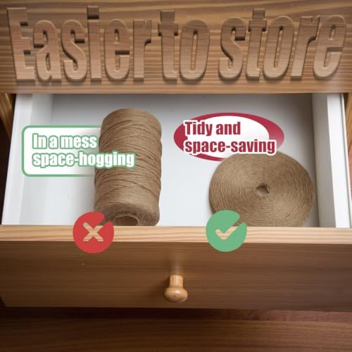 PerkHomy 1200 Feet (2Pcs*600ft) Jute Twine String for Crafts Gift Wrapping Packing Gardening Crochet Knitting Macrame Decor (Brown 600ft*2pcs Pie-Shaped)