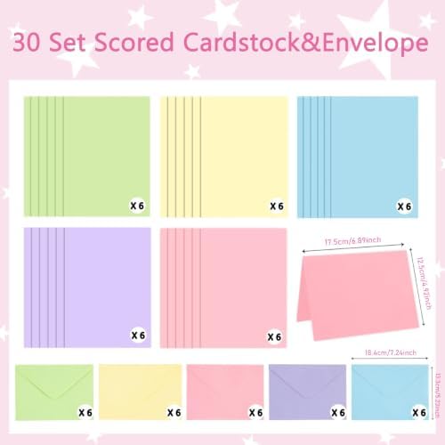 Comealltime Card Making Supplies, Card Making Kit with 30 Greeting Cards and Envelopes Set, Gem Stickers, Washi Tape, Rubber Stamps, Cute Stickers for Birthday Wedding Christmas Greeting Card DIY