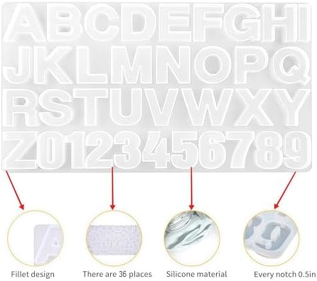 Silicone Alphabet Letter Molds, Resin Epoxy Casting Mold with Numbers, DIY Craft Jewelry Making Pendant Charm Molds for Keychain Necklace (1 Pack)