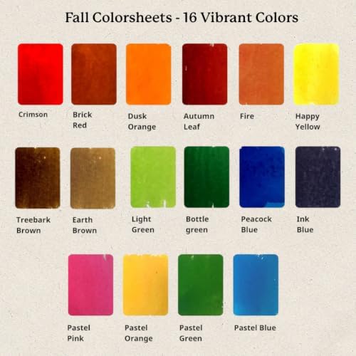 Viviva Travel Watercolor Sheets - Fall 16 Colors, Portable Paint Set