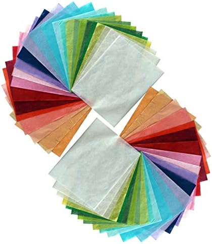 50 Sheets Handmade Mulberry Paper, Assorted Colors Natural Fiber Washi Paper for Card Making, Scrapbooking, Decoupage, Origami, DIY Crafts, and Wedding Invitations