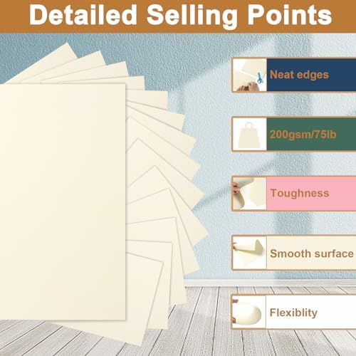 Silunkia 40 Sheets Cream Cardstock 8.5 x 11 Off White Paper 75lb