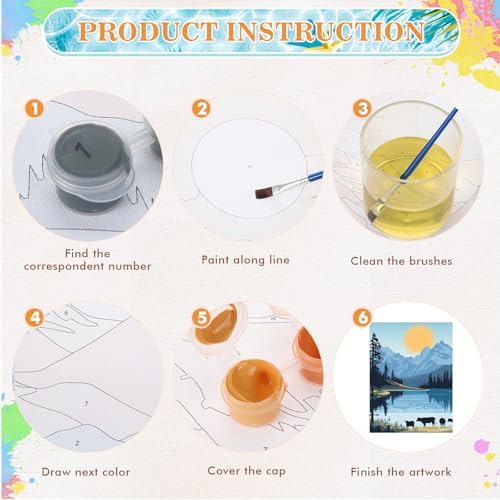 Humyoun 12 Pack 9 x 12 Inch Paint by Numbers Kit for Adults Beginners DIY Acrylic Oil Painting Paint by Number Kits Drawing Paintwork on Canvas Without Frame for Home Decor(Mountain Style)