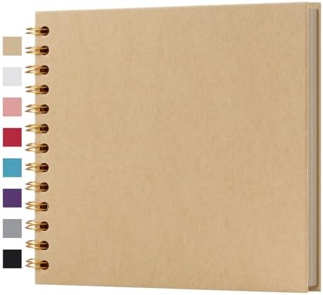 potricher 7 x 7 Inch Small DIY Scrapbook Photo Album 40 Pages, Yellow | Thick Kraft Paper Scrap Book Photo Albums, Memory Book for Wedding, Anniversary, Baby, Family, Travel, DIY Projects