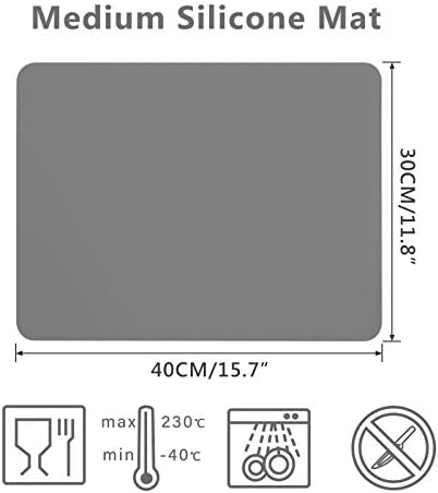 Gartful 3PCS Silicone Sheet for Crafts, Epoxy Resin, Jewelry Casting Molds, Multi-Purpose Counter Pad, Placemat Table Mat, Desk Protector, Nonskid Nonstick, Dark Grey (15.7x11.8 inches)