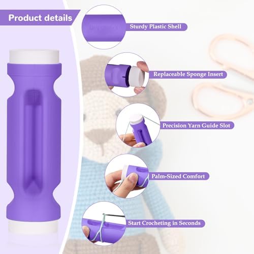 Crochet Loop Guide for Beginners, Crochet Holder with 6 Replaceable Sponges