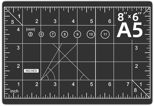 DIYSELF 8in×6in Cutting Mat, A5 Self Healing Cutting Mat, Craft Mat | A5 Cutting Mat for Sewing, Fabric and Hobby Projects, 5-Ply Double-Sided Craft Cutting Board, Quilting Mat for DIY