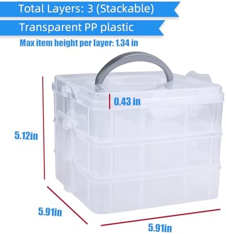 2pack 3-Tier Stackable Bead Storage Container Box 18 Compartments Organizer