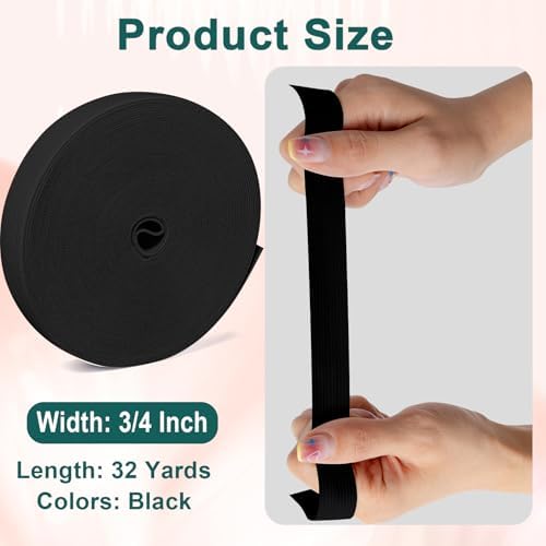 Airisoer Elastic Bands for Sewing 3/4 Inch x 32 Yards, Black