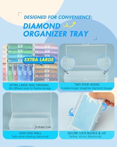 forever young 48PCS Extra Large Diamond Art Storage Containers Trays＆Stand