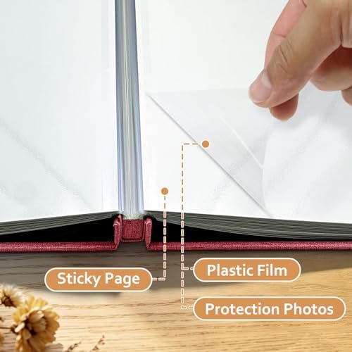 Photo Album Self Adhesive Scrapbook, 13"x12.6" 60 Pages/ 30 Sheets Large Photo Book for 4x6, 8x10 Pictures, DIY Album for Baby Wedding Family Travel Birthday