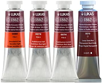 Lukas Studio Artist Oil Color Paints - High-pigment oil paint made with natural binder for artist, painting, & more! - [Reds - 37 mL]